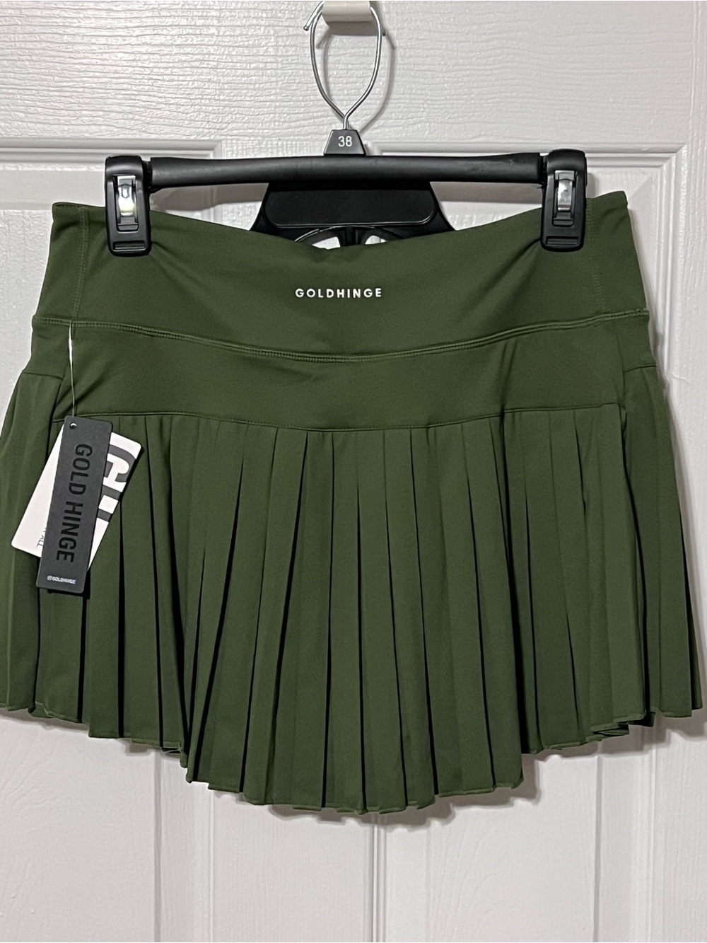 NWT Gold Hinge Pleated Tennis Skirt Large Dark Green Athletic Mini Skort
